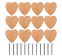 WIYETY Lot de 12 boutons en forme de cœur pour armoire, tiroir et meuble en bois (forme de cœur)