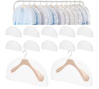 WIYETY Lot de 12 housses à vêtements blanches : housse transparente contre la poussière, housse d'épaule, sac à vêtements pour costumes, housses à vêtements anti-mites pour costumes, robes, manteaux,