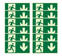 WIYETY Lot de 12 panneaux de sortie de secours, autocollants, phosphorescents, marquage de sécurité, panneau de sauvetage, résistant aux UV, avec surface antidérapante, pour bâtiments et bureaux
