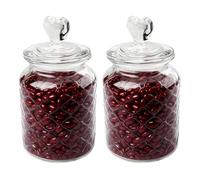 WIYETY Lot de 2 bocaux à bonbons avec couvercle - 650 ml - Couvercle d'étanchéité en forme de cœur - Bocaux décoratifs en verre pour biscuits, bonbons, grains de café, chocolats, cadeaux, collations