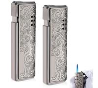 WIYETY Lot de 2 briquets tempête à flamme jet gaz, rechargeables, coupe-vent, briquet pour camping (vendu sans butane)