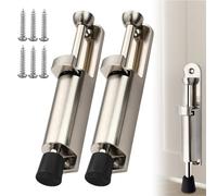 WIYETY Lot de 2 butées de porte avec commande au pied : 147 x 28 mm en alliage de zinc butée de porte à ressort avec vis, pédale en alliage de zinc, butée de porte en métal pour porte de garage,