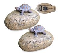 WIYETY Lot de 2 cachettes de clés en pierre pour l'extérieur, aspect pierre (tortue), compartiment secret, coffre-fort à clés