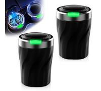 WIYETY Lot de 2 cendriers de voiture avec couvercle : anti-odeurs, portable, sans fumée, en acier inoxydable, auto-extinguible pour la maison, le bureau