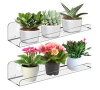 WIYETY Lot de 2 étagères à plantes en acrylique : étagère à plantes à suspendre pour fenêtre, étagère à plantes avec ventouse, support mural de fenêtre pour fleurs, plantes succulentes et herbes