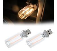 WIYETY Lot de 2 lampes d'ambiance d'intérieur d'inspiration rétro, lampe d'ambiance intérieure de voiture, lampe d'ambiance en verre mini USB, veilleuse tactile USB, lumière d'ambiance créative pour