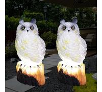 WIYETY Lot de 2 lampes solaires de jardin en forme de chouette, en forme de chouette, lumière solaire LED, étanche, lampe de jardin en forme de chouette, lampe de pelouse pour éclairage extérieur