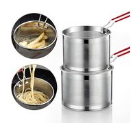 WIYETY Lot de 2 passoires alimentaires en acier inoxydable 304, panier à friteuse avec poignée anti-brûlure, passoire de cuisine pour cuisine et cuisine, gadgets de cuisine, Ø 16 cm + Ø 18 cm