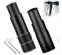 WIYETY Lot de 2 rehausseurs de guidon de vélo - Adaptateur de hauteur en aluminium - 28,6 mm - Avec clé hexagonale - Pour VTT, vélo de route (noir, 124 mm + 135 mm)