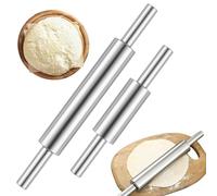WIYETY Lot de 2 Rouleaux à Pâtisserie en Acier Inoxydable : 38 cm et 30 cm Anti-Adhésif pour Fondant, Pizza, Gâteau, Pâte Brisée, Glaçage et Pâte Feuilletée