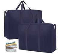 WIYETY Lot de 2 sacs de rangement pour couettes : sac de rangement pour linge de lit, grand sac de rangement, sac à fermeture éclair pratique pour linge de lit, couettes, oreillers (110 l)