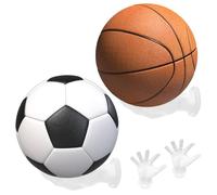 WIYETY Lot de 2 supports muraux en forme de palmier pour ballons de basket - Support mural pour ballon de basket - Décoration créative pour football et basket-ball (blanc)