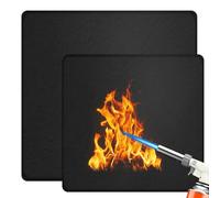 WIYETY Lot de 2 tapis ignifuges : tapis de protection contre la chaleur 50 x 50 cm + 30 x 30 cm, noir, tapis de protection incendie de 5 mm d'épaisseur pour barbecue, barbecue, camping, soudage,