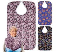 WIYETY Lot de 3 bavoirs pour adultes : bavoirs imperméables pour adultes, bavette imperméable, protection de vêtements lavable, réutilisable, pour hommes, femmes, personnes âgées et handicapées, Noir