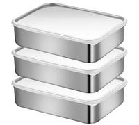 WIYETY Lot de 3 boîtes de conservation en acier inoxydable avec couvercle - 1,2 l - Boîtes à sandwich en acier inoxydable avec couvercle - 1,2 l - Récipient de congélation - Boîte de rangement