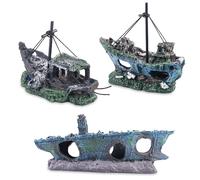 WIYETY Lot de 3 décorations pour aquarium - Bateau pirate - En résine - Pour aquarium