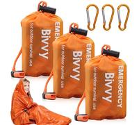 WIYETY Lot de 3 sacs de couchage d'urgence : sac de couchage de survie d'urgence avec sifflet de signalisation, couverture d'urgence, tente de sauvetage pour l'extérieur, imperméable, ultra léger et