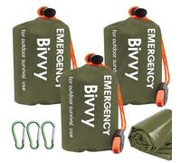 WIYETY Lot de 3 sacs de couchage urgence: sac de couchage de survie avec sifflet de signalisation, couverture étanche, tente de sauvetage imperméable, ultra