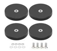 WIYETY Lot de 4 aimants en néodyme : caoutchoutés, extra grands, 66 mm, filetage extérieur puissant, force d'adhérence de 30 kg, aimants M6, à visser pour vis, œillet ou crochet