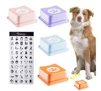 WIYETY Lot de 4 boutons pour chien à parler : lot de 4 buzzers pour chien avec fonction enregistrement, 4 touches de dressage de chien, boutons parlants avec autocollants pour interaction avec chien