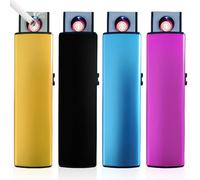 WIYETY Lot de 4 briquets tempête électroniques, coupe-vent, avec port USB, allumage double face, sans flamme, sans flamme, sans gaz