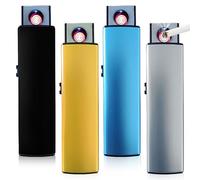 WIYETY Lot de 4 briquets tempête électroniques : coupe-vent, briquet électrique avec port USB, allumage double face, briquet tempête sans flamme, rechargeable par USB, sans gaz