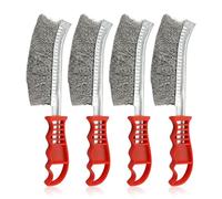 WIYETY Lot de 4 brosses métalliques : brosse en acier inoxydable, petites brosses métalliques avec poils, brosse métallique manuelle avec poignée incurvée, brosse en acier pour le nettoyage des