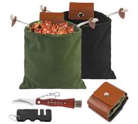 WIYETY Lot de 4 couteaux à champignons avec brosse, 2 sacs de collecte de champignons et mini aiguiseur de couteaux, couteau éponge avec pinceau, sac de collecte de champignons, mini pierre