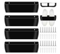 WIYETY Lot de 4 étagères à chaussures pour montage mural - En polypropylène - Porte-chaussures mural pour camping-car, porte - Sans perçage - Noir