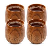WIYETY Lot de 4 gobelets en bois naturel - 200 ml - Design simple - Pour café et thé - Pour la maison et le bureau