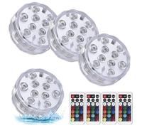 WIYETY Lot de 4 lumières submersibles de piscine avec télécommande RVB avec 16 couleurs, lumières multicolores RVB pour piscine, fontaine, étang, aquarium, fête