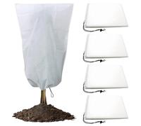WIYETY Lot de 4 protections hivernales pour plantes : sacs antigel pour plantes en pot, housse de protection avec fermeture éclair et cordon de serrage, protection hivernale pour plantes (80 cm x 120