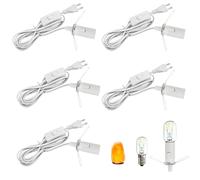WIYETY Lot de 5 câbles avec interrupteur pour lampe de sel E14 avec interrupteur E14 avec câble de 1,8 m et prise européenne pour salon, chambre à coucher, bureau (blanc)
