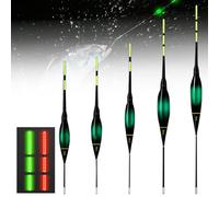 WIYETY Lot de 5 flotteurs de pêche à LED avec détection de gravité et base, décoloration du crochet de dentition, convient pour la pêche au bord d'un lac, d'une rivière ou d'un étang
