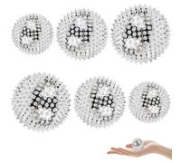 WIYETY Lot de 6 balles de massage magnétiques à picots : balle hérisson boule d'acupression magnétique haute tension 32 mm 47 mm 56 mm de diamètre, boules d'acupression pour soulager le stress ou