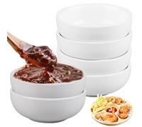 WIYETY Lot de 6 bols à sauce en céramique - 90 ml - Mini bols ronds à sauce - 8 cm - Pour sushis, ketchup, sauces, dessert, collation - Blanc - 9 x 4 cm