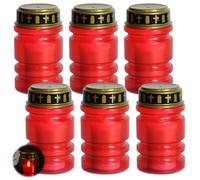 WIYETY Lot de 6 bougies funéraires LED rouges IP44 étanches pour l'extérieur avec effet vacillant, bougie de cimetière à piles sans flamme