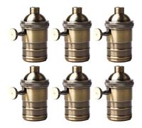 WIYETY Lot de 6 douilles en aluminium vintage : 220 V E27 en bronze avec interrupteur rotatif, adaptateur de plafonnier, lampe LED, décoration rétro, luminaire suspendu, luminaire
