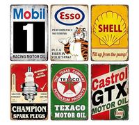 WIYETY Lot de 6 plaques en tôle rétro : 20 x 30 cm - Plaque murale rétro en métal - Style vintage - Décoratives pour atelier, mur de maison, décoration de chambre ou bar