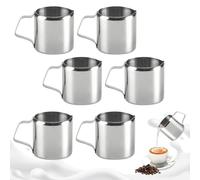 WIYETY Lot de 6 pots à lait en acier inoxydable de 90 ml, mini pots à mousse de lait de 3 oz, petit pot à expresso, pot à mousse de lait, petits pichets pour crème à café, cappuccino latte