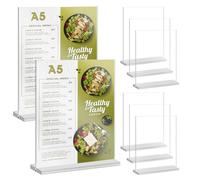WIYETY Lot de 6 présentoirs de table en acrylique A5 : support en L transparent Présentoir publicitaire A5 en acrylique Présentoir de menu Présentoir en plastique transparent pour photos Bureau