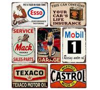 WIYETY Lot de 7 plaques en tôle rétro : 20 x 30 cm - Plaque murale rétro en métal - Style vintage - Décoratives pour atelier, mur de maison, décoration de chambre ou bar