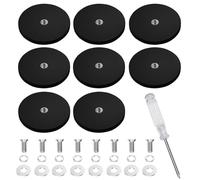 WIYETY Lot de 8 aimants en néodyme caoutchoutés extra puissants - Diamètre : 43 mm - Avec filetage extérieur M6 et tournevis - Force d'adhérence de 10 kg - Aimants à visser pour vis, œillet ou crochet