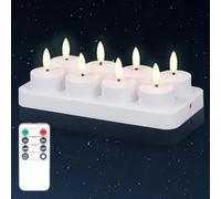 WIYETY Lot de 8 bougies chauffe-plat LED avec minuterie - Rechargeables - Bougies chauffe-plat électriques avec télécommande et station de charge - Pour décoration de salon, mariage, Noël