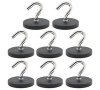 WIYETY Lot de 8 crochets magnétiques en néodyme extra puissants D43, aimants M6, grands aimants ronds avec crochet pour organiseur de casier, crochet magnétique