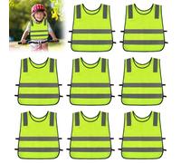 WIYETY Lot de 8 gilets haute visibilité pour enfants : gilet de sécurité léger, gilet haute visibilité pour enfants, taille universelle, gilet de signalisation réfléchissant pour garçons