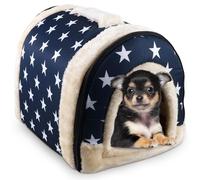 WIYETY Maison pour chat - Pour l'intérieur - Pliable - Avec fond antidérapant - Imperméable et chaud - Lit pour chat - Bleu - Taille S - 37 x 32 x 30 cm