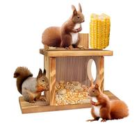 WIYETY Mangeoire en bois pour écureuil résistant aux intempéries : maison stable avec trous d'aération, mangeoire pour écureuils en bois vissé