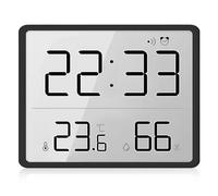 WIYETY Noir Réveil Numérique : Petit Réveil de Voyage Horloge Numérique avec Température Humidité, 12/24 Heures ℃/℉, Réveil Suspension Murale Magnétique pour Maison Cuisine Salle de Bain