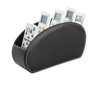WIYETY Organiseur de bureau noir : porte-télécommande avec 5 poches, accessoires de bureau en cuir synthétique pour télécommandes, papeterie, cahiers, stylos
